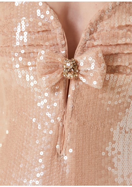Aurella Pudra Işlemeli Midi Kokteyl Elbise fırsatları