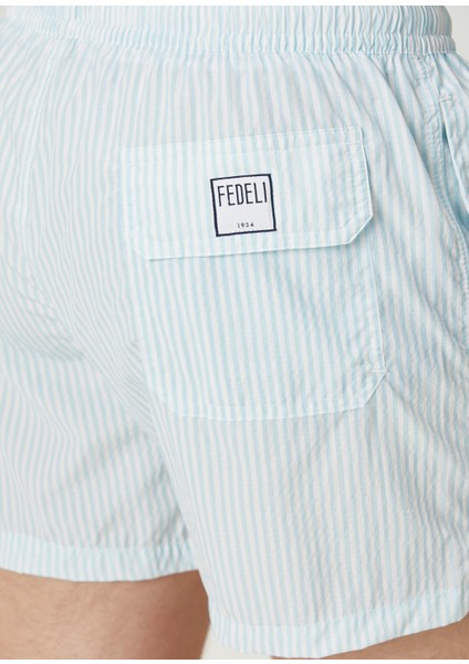 Madeira Turkuaz Çizgi Desenli Mayo