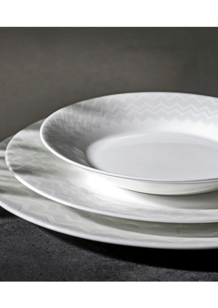 Beyaz Gri Zik Zak Porselen Yemek Tabağı fiyatları