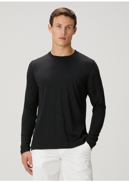 Regular Fit Siyah Uzun Kollu T-Shirt