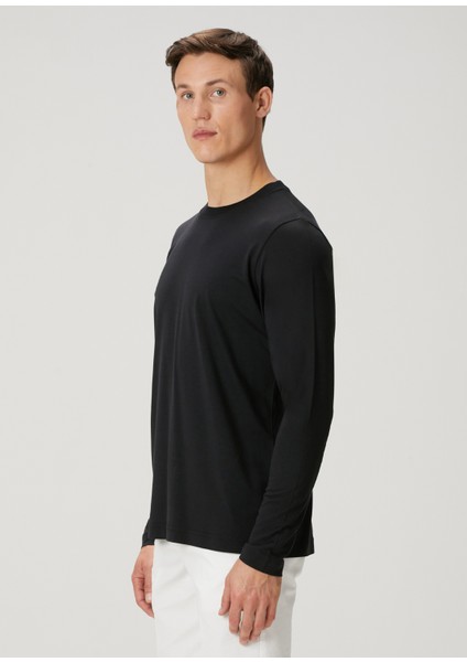 Regular Fit Siyah Uzun Kollu T-Shirt modelleri