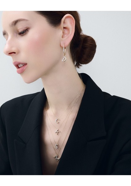 Timeless Initials T Harfli Pırlanta Taşlı 14 Ayar Altın Kadın Kolye modelleri