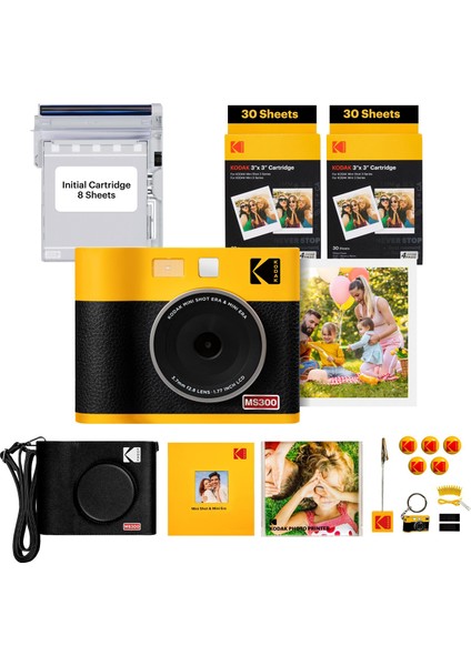 Mini Shot 3 Era Sarı Filmli Şipşak Fotoğraf Makinesi + 60 Adet Baskı Seti Aksesuar Kiti