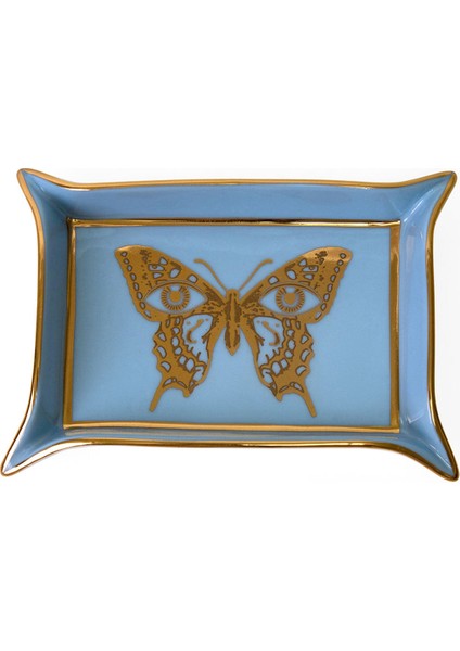 Mariposa Mavi Porselen Dekoratif Tabak