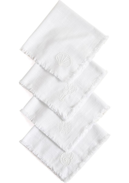 Salu Beyaz Pamuklu 4'lü Peçete Seti