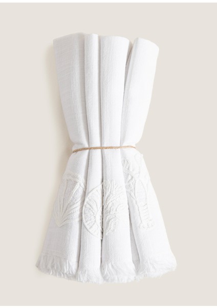 Salu Beyaz Pamuklu 4'lü Peçete Seti