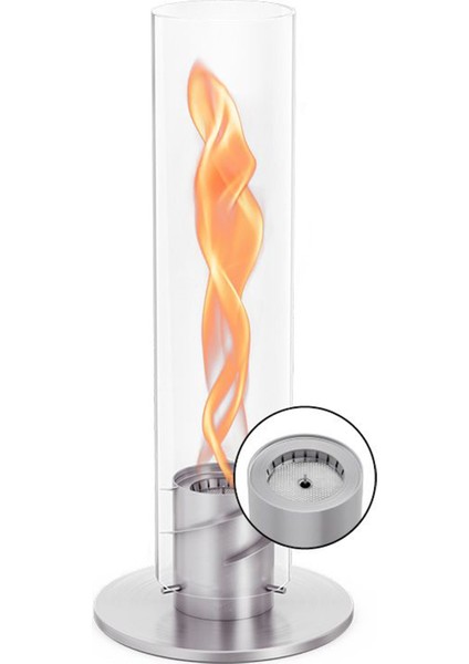 Spin 1500 Gümüş Silindir Formlu Masaüstü Şömine