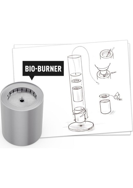 Spin 1500 Gümüş Silindir Formlu Masaüstü Şömine modelleri