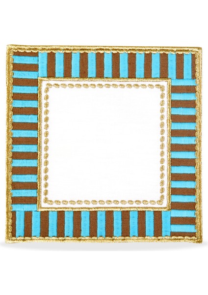 Dekoratif Candy Serisi Keten Mavi Gri Damalı 2'li Kokteyl Peçetesi 15X15 cm