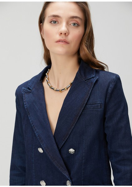 Indigo Kruvaze Denim Ceket