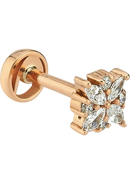 Mondrian Kadın Kare Pırlanta Altın Piercing