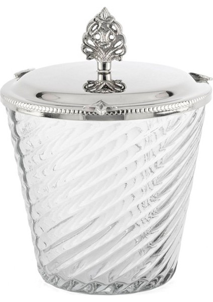 Gümüş Kapaklı Cam Kavanoz 18 cm
