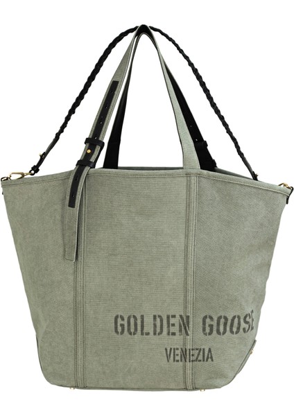 Bedruckter Haki Kadın Alışveriş Çantası