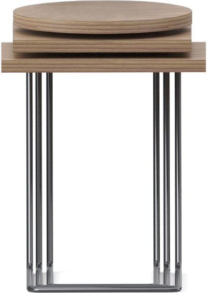 Bremen Velur Laminat Satin Epoksi Koyu Gri Ayaklı Kahve Ceviz Rengi Ahşap 3'lü Zigon Sehpa Seti