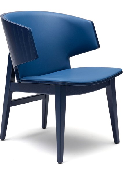 Sarr Lacivert Masif Meşe Gövdeli Deri Döşemeli Sandalye