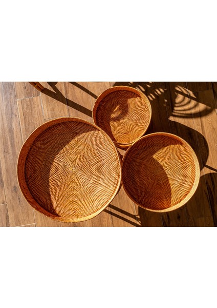 Bambu ve Rattan 3'lü Bahçe Sehpası Seti modelleri