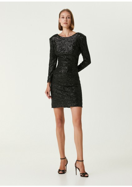 Deborah Siyah Işlemeli Mini Kokteyl Elbise