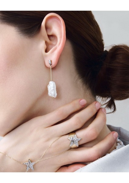 Recta Pearl Pırlanta Taşlı Inci 14 Ayar Altın Kadın Küpe fırsatları