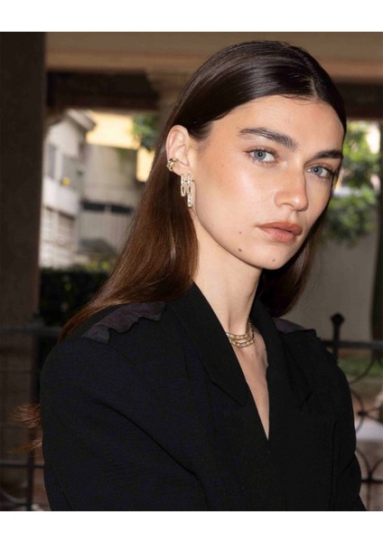 Pathra Duo Pırlanta Taşlı 14 Ayar Altın Tek Kadın Küpe indirimleri