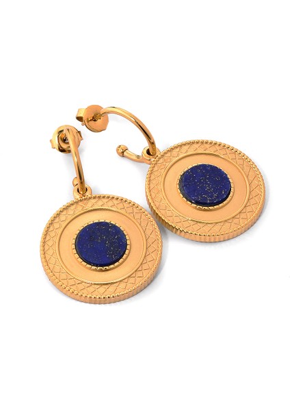 Tiana Lacivert Doğal Taşlı 14 Ayar Altın Kaplama Çelik Kadın Küpe fiyatları