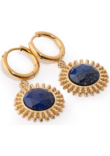 Sun Gold Lacivert Doğal Taşlı Altın Kaplama Çelik Kadın Küpe fiyatları