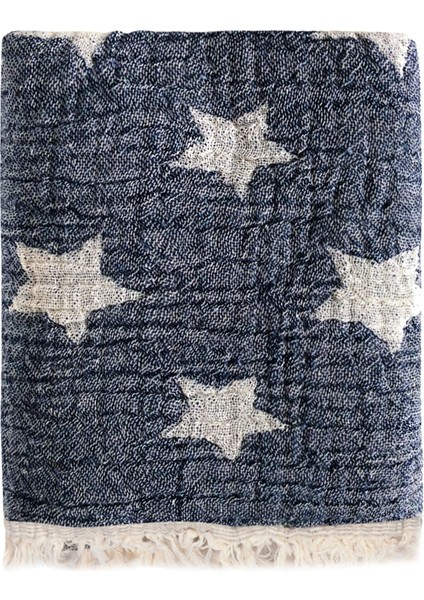 Cuddling Star 4 Kat Müslin Lacivert Bebek Battaniyesi 75 x 145 cm