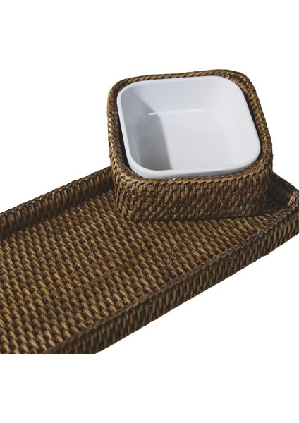Kahverengi Üçlü Rattan Servis Seti modelleri