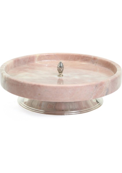 Monsieur Large Silver Pembe Mermer Servis Tabağı