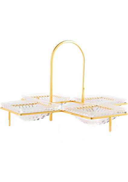 Altın Rengi Standlı 4'lü Servislik 36 x 22 cm fiyatları