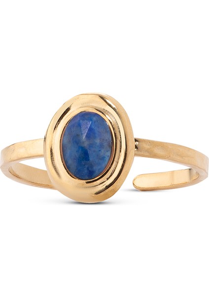 Lisa Gold Lacivert Doğal Taş Altın Kaplama Çelik Kadın Yüzük fiyatları