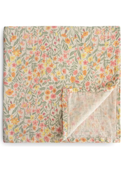 Pastel Blooms Organik Müslin Örtü Kundak