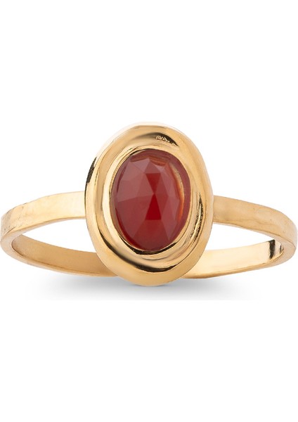 Lisa Kırmızı Doğal Taş Altın Kaplama Çelik Kadın Yüzük fiyatları
