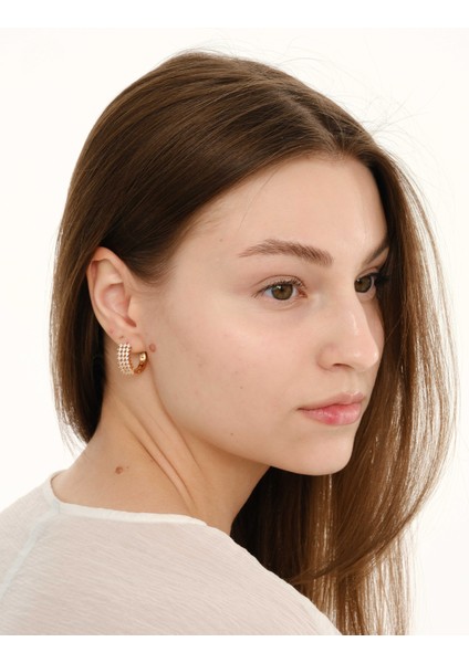 Taşlı Halka Zirkon & Altın Kaplama Pirinç Kadın Küpe modelleri