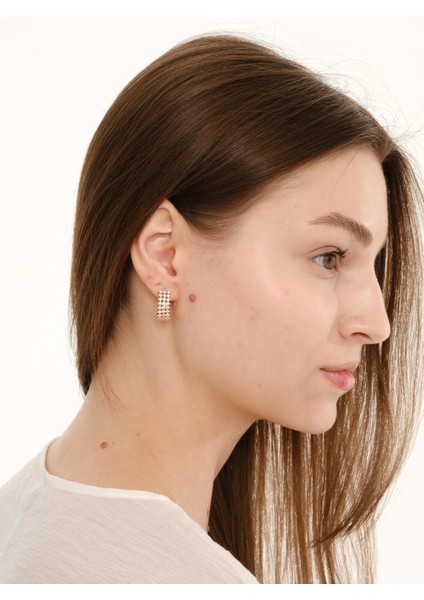 Taşlı Halka Zirkon & Altın Kaplama Pirinç Kadın Küpe fırsatları