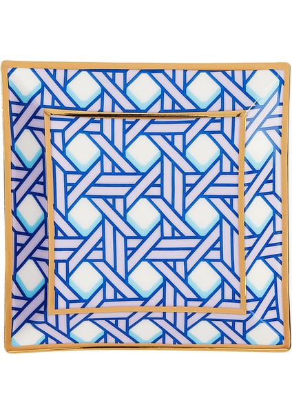 Basketweave Mor Seramik Dekoratif Tabak