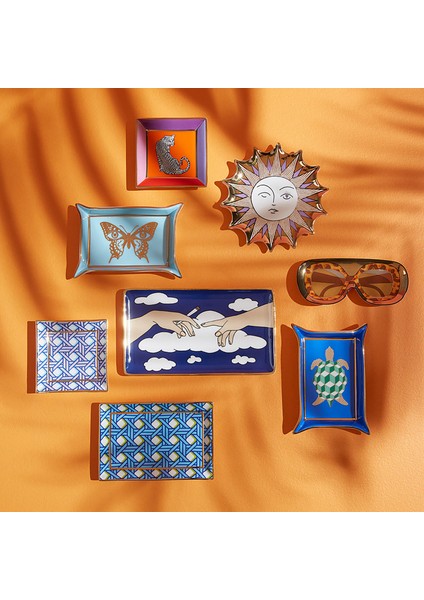 Basketweave Mor Seramik Dekoratif Tabak modelleri