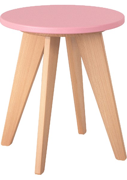 Pembe Ahşap Çocuk Taburesi
