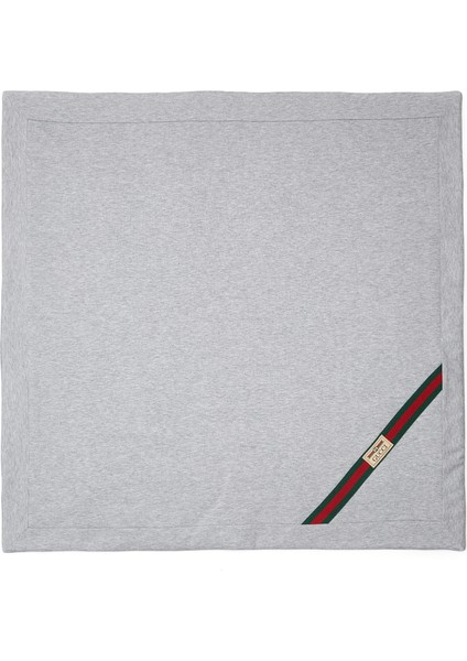 Gri Logo Detaylı Unisex Bebek Battaniye