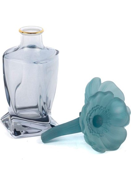 Flowery Mavi Cam Dekoratif Şişe 21 cm fiyatları
