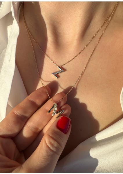 Timeless Initials M Harf Pırlanta Taşlı 14 Ayar Altın Kadın Kolye fırsatları