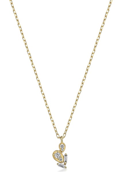 Drova Duo Mini Pırlanta Taşlı 14 Ayar Altın Kadın Kolye