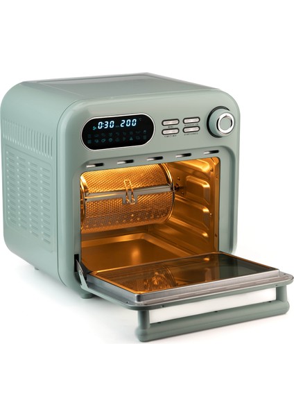 Gem Retro Mint Yeşil Rengi Dijital Airfryer+ Mini Fırın 18 Lt fırsatları