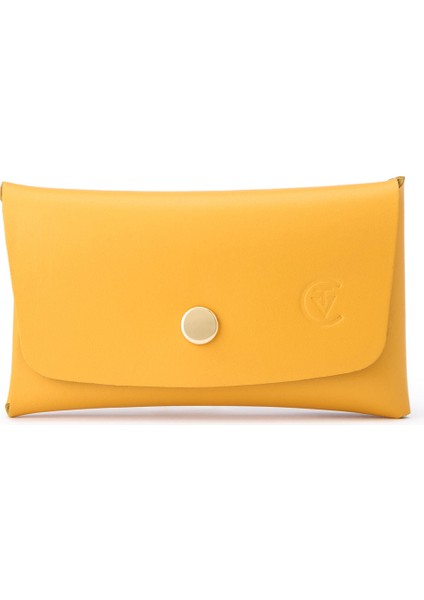 Sarı Deri Çift Girişli Kadın Cüzdan