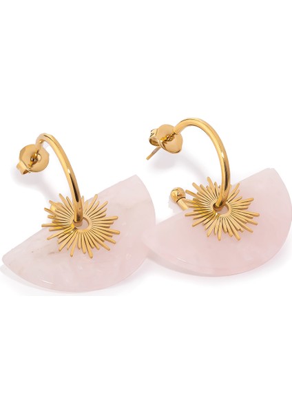 Jiji Açık Pembe Doğal Taşlı Çelik Kadın Küpe fiyatları