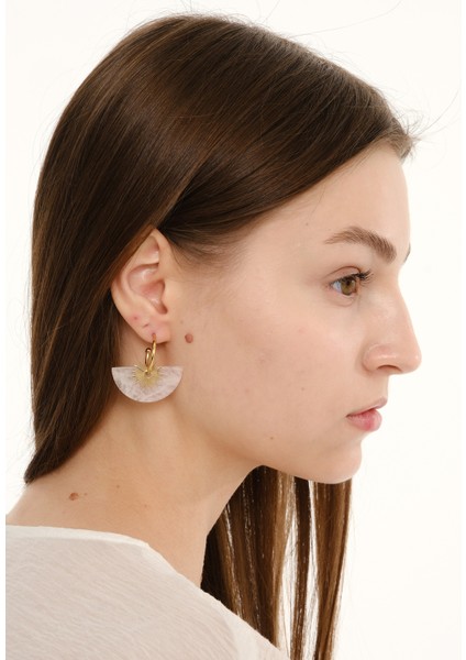 Jiji Açık Pembe Doğal Taşlı Çelik Kadın Küpe modelleri