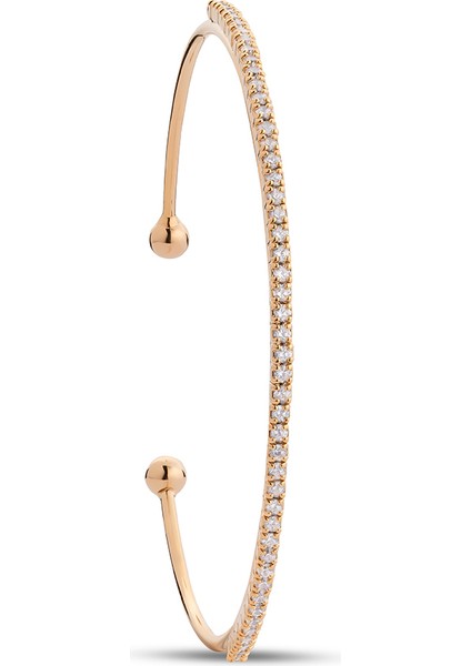 Tek Sıralı Mini Taşlı Altın Kaplama Kadın Bileklik