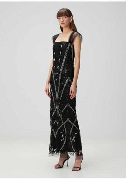 Siyah Payetli Maksi Elbise fiyatları