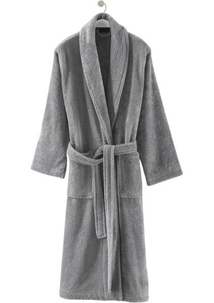 Sicilia Gri Pamuklu Bukle Unisex Bornoz