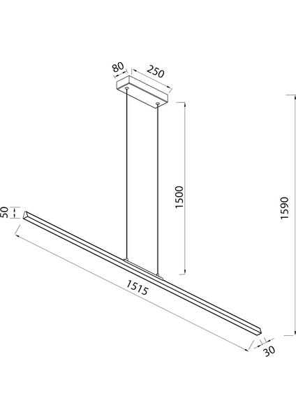 Lineal Mat Altın Rengi Sarkıt Avize 151,5 cm modelleri