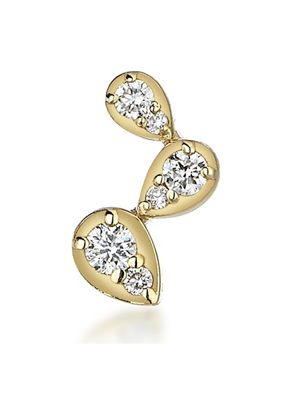 Drova Trio Mini Pırlanta Taşlı 14 Ayar Altın Tek Kadın Küpe fiyatları